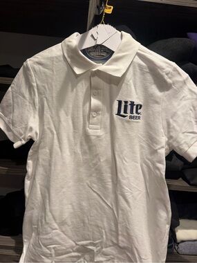 Miller Lite White Polo Shirt